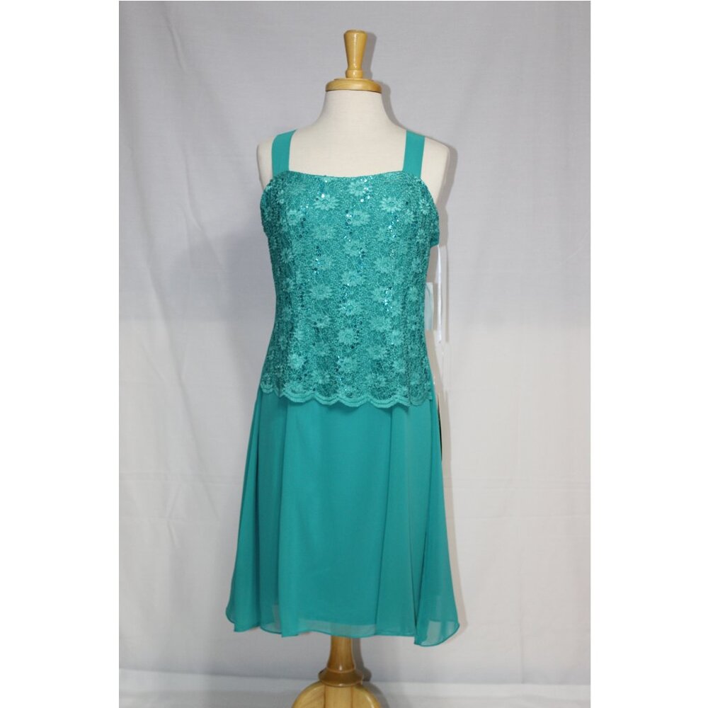 Eva USA Mother of Bride Groom Dress-Knee Length-#3171-SIZE L-JADE GREEN-NWTags - Picture 4 of 7